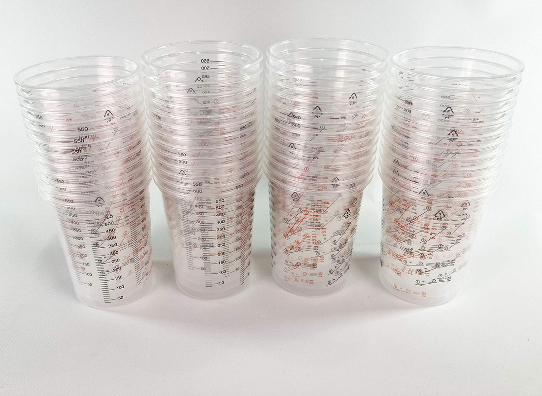 600ml Clear Plastic Mixing Cups  - 50pcs - 1000pcs No Lid