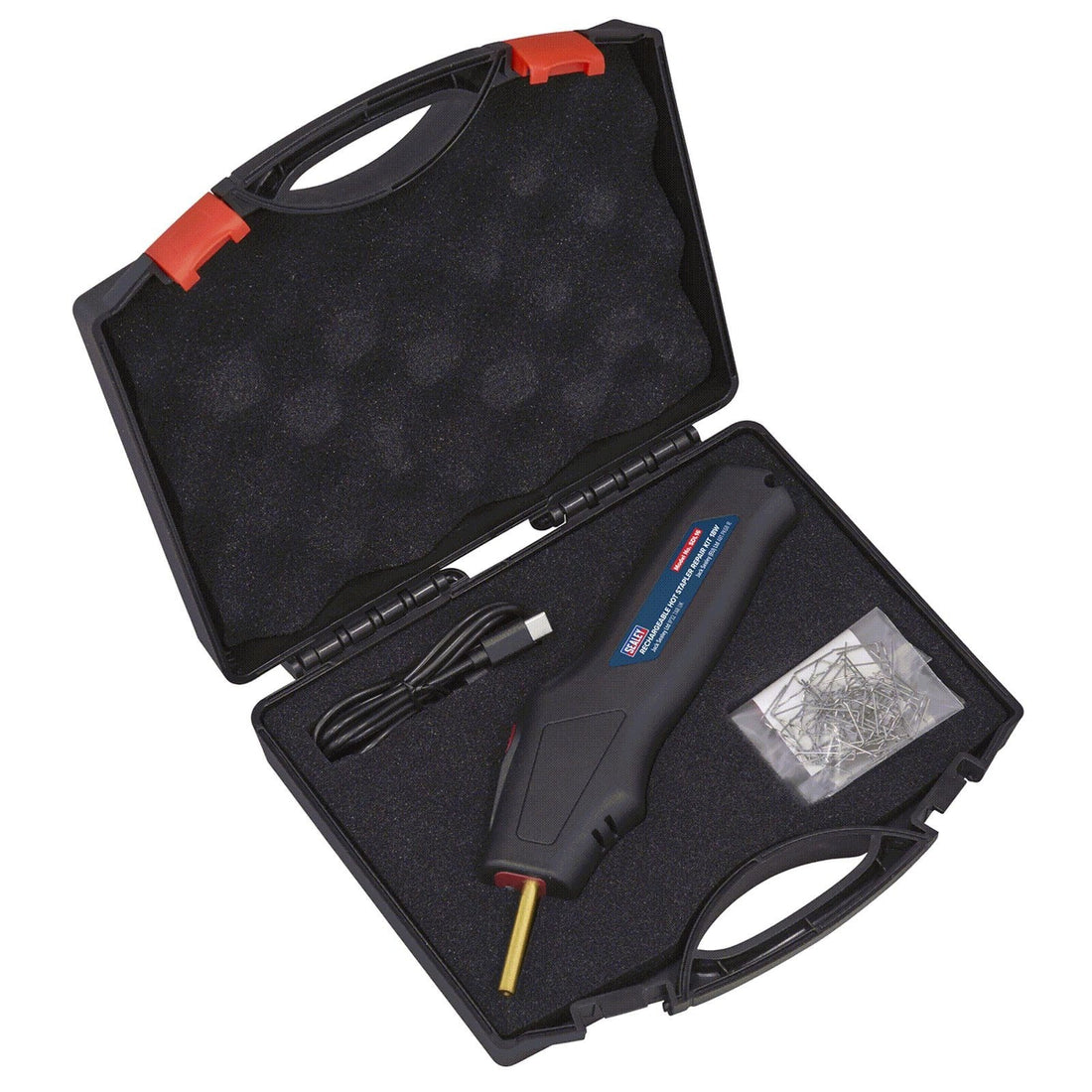 INTERMIX SUPPLIES Rechargeable Hot Stapler Repair Kit 18W SDL16 Cordless Plastic Welding Staple Gun with LED Light 500°C Max Temperature Automotive Plastic Bumper Repair Tool with Storage Case