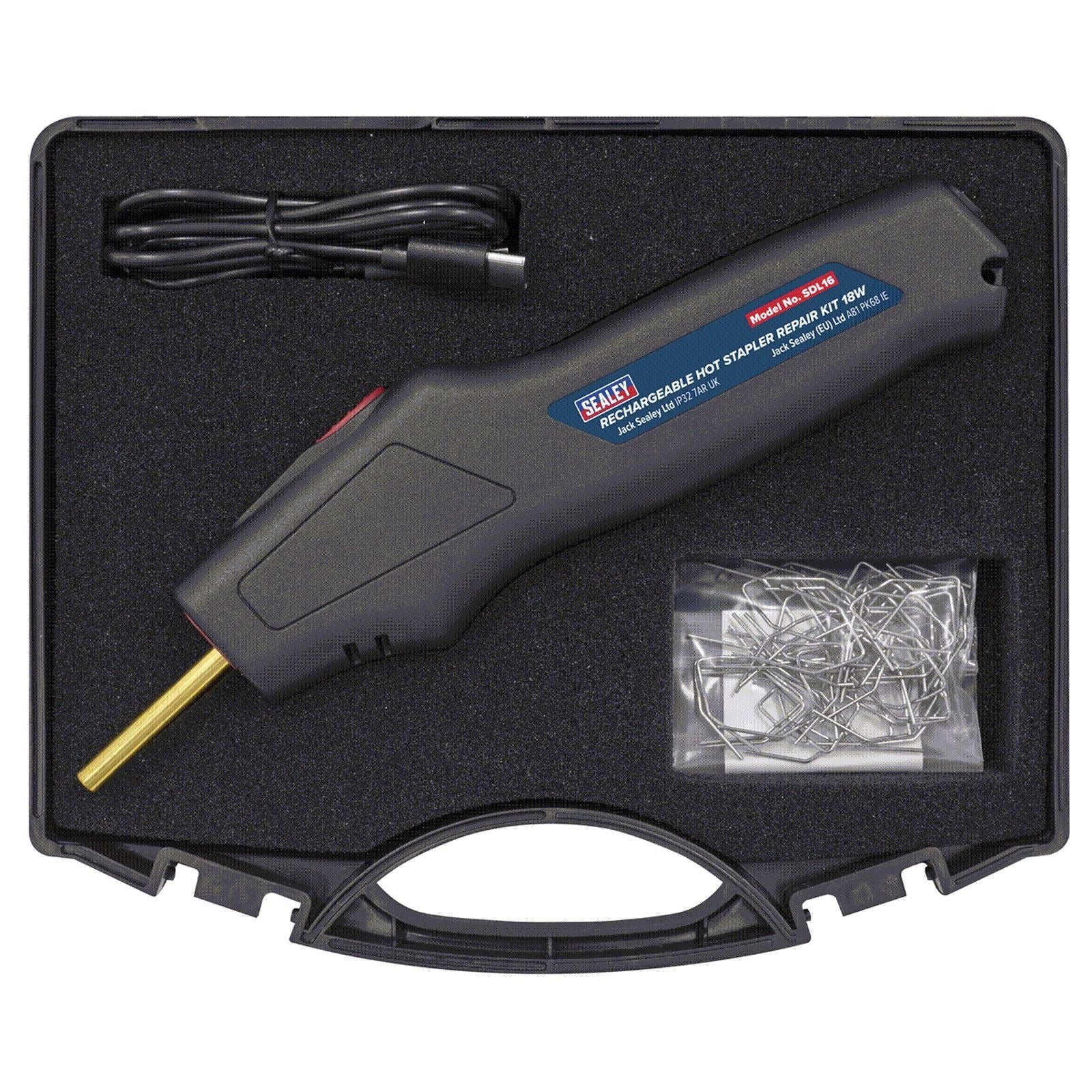 INTERMIX SUPPLIES Rechargeable Hot Stapler Repair Kit 18W SDL16 Cordless Plastic Welding Staple Gun with LED Light 500°C Max Temperature Automotive Plastic Bumper Repair Tool with Storage Case