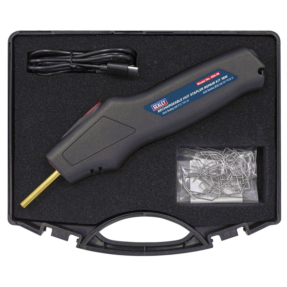 INTERMIX SUPPLIES Rechargeable Hot Stapler Repair Kit 18W SDL16 Cordless Plastic Welding Staple Gun with LED Light 500°C Max Temperature Automotive Plastic Bumper Repair Tool with Storage Case