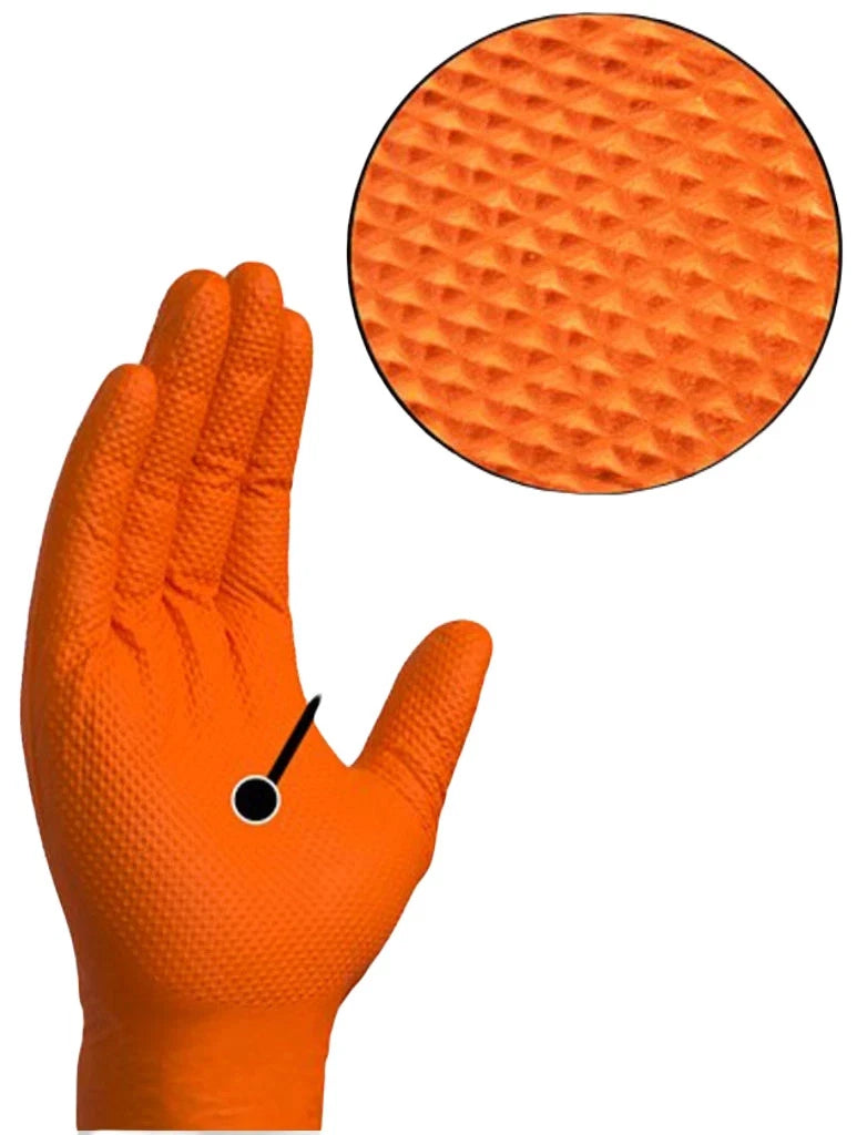 Large Orange Diamond Nitrile Disposable Gloves 1000pc Strong Heavy Duty Mechanic