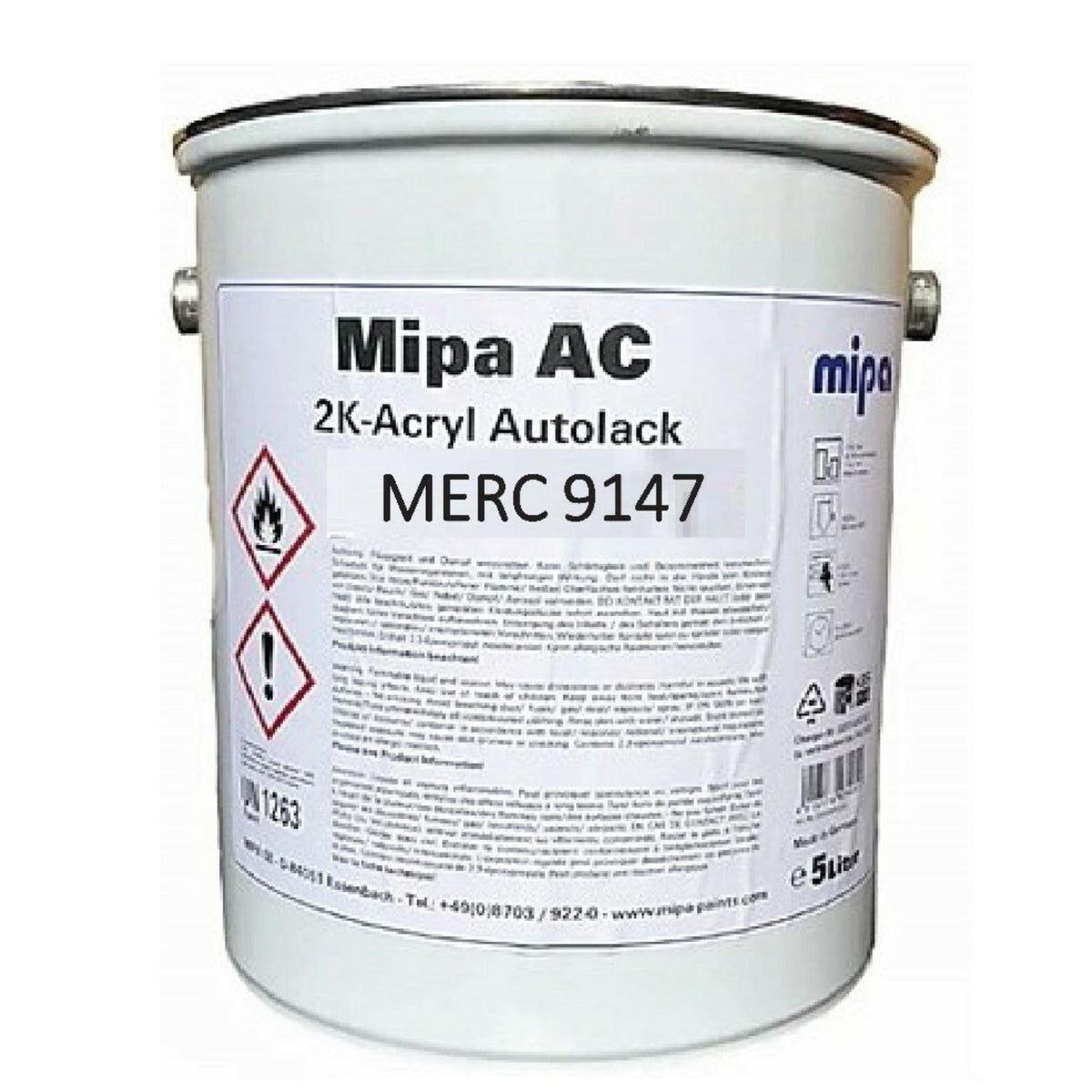MIPA AC 2K ACRYLIC MERCEDES Artic 9147 ARKTIK WHITE 5LTR - PAINT CAR V ...