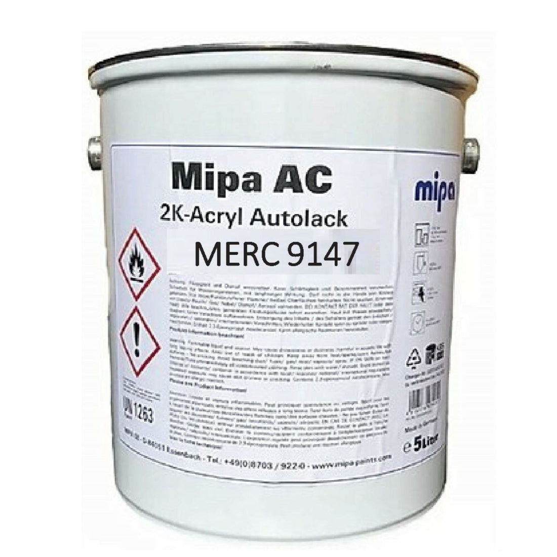 MIPA AC 2K ACRYLIC MERCEDES Artic 9147 ARKTIK WHITE 5LTR - PAINT CAR VAN OC PUR 147