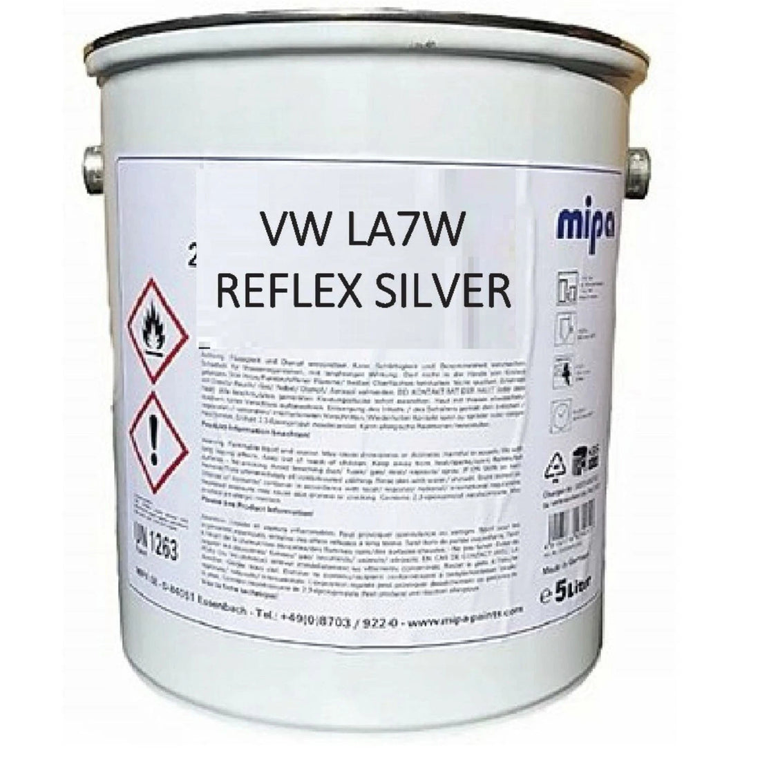 MIPA BC BASECOAT VW LA7W REFLEX SILVER 5LTR - PAINT CAR VAN MIX BASE COAT