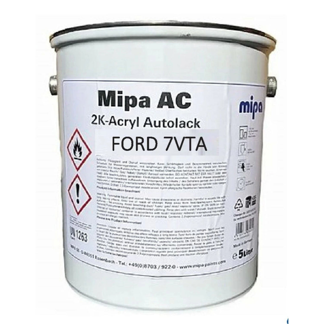 MIPA AC 2K ACRYLIC FORD 7VTAWWA FROZEN WHITE 5LTR - PAINT CAR VAN OC PUR TRANSIT