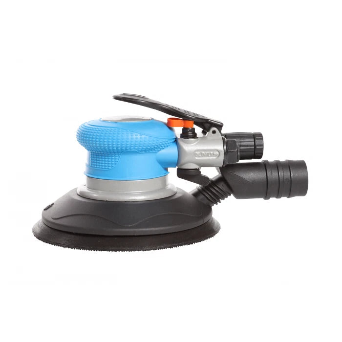 150mm Air Orbital Palm Spot Repair Sander with 5mm Orbit, Hook & Loop Pad, 10,000RPM Free Speed—Ideal for prepping wood, plastics, filler, metals & smoothing between coating stages - 625627