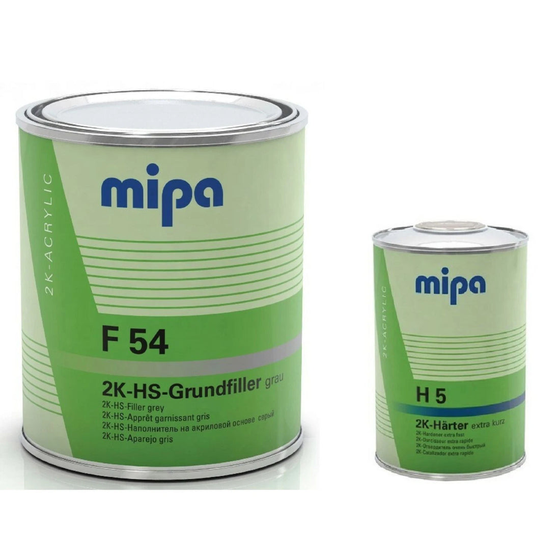 1 X Mipa F54 4-1 2K HS Grundfiller HIGH BUILD PRIMER W/ H5 HARDENER 5L KIT-GREY