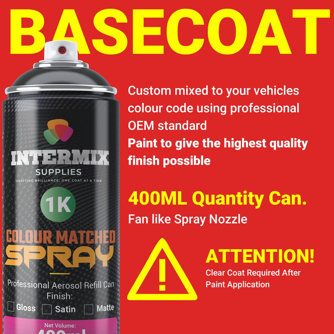 INTERMIX SUPPLIES CUSTOM AEROSOL SPRAY PAINT AEROSOL 400ML BY PAINT CODE