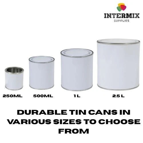 White Empty Metal Paint Tin Cans With Metal Lever Lids 250ml 500ml 1L 2.5L 5L