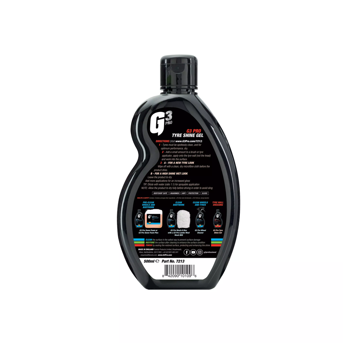 FARECLA G3 PRO Tyre Shine Gel - 500ml, Prevents Tyre Discoloration & Cracking